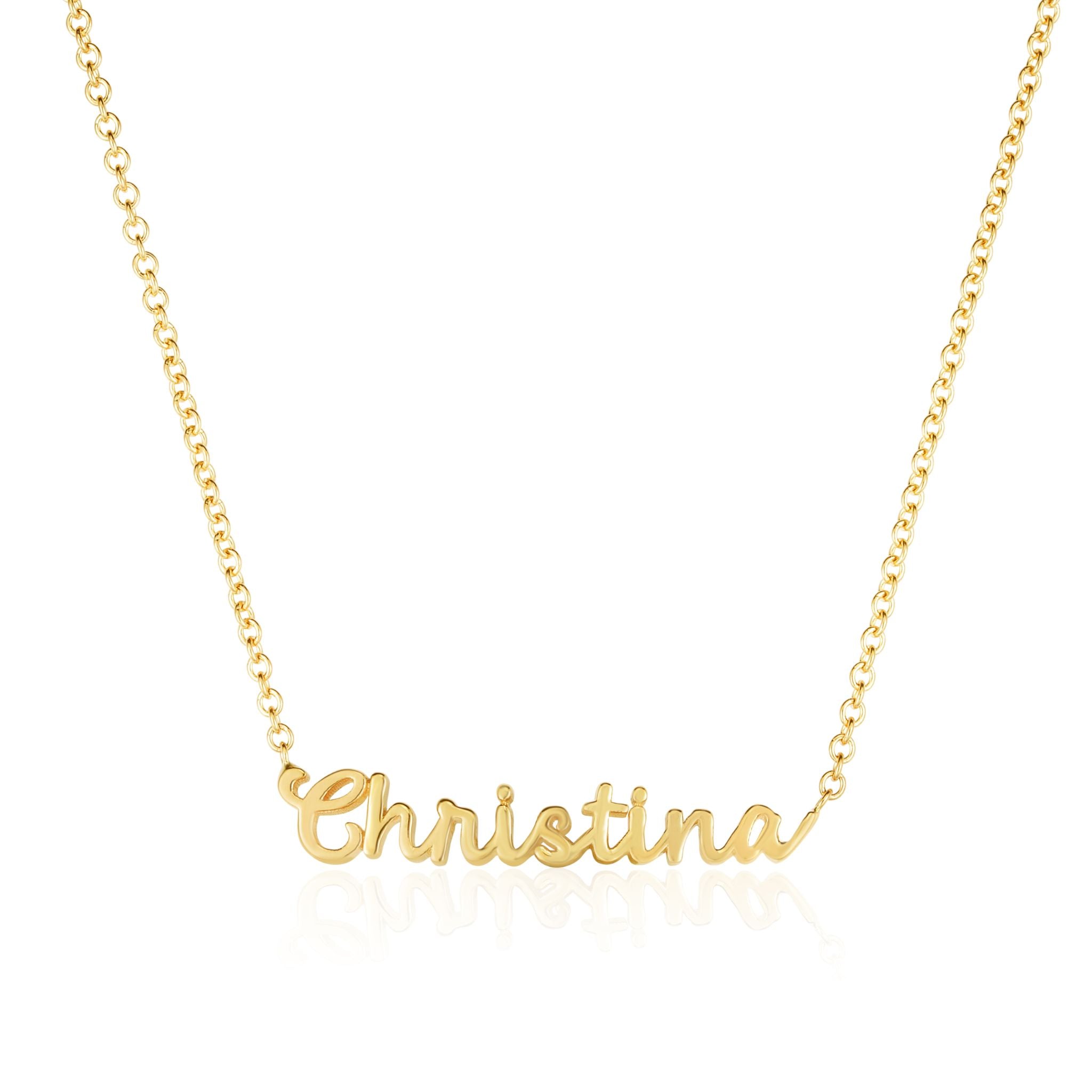 thumbnail image 2 of Tina&Co Personalized 14K Gold Plated Name Plate Necklace – Any Name, 18" Figaro Chain, Gift Boxed 2 of 5