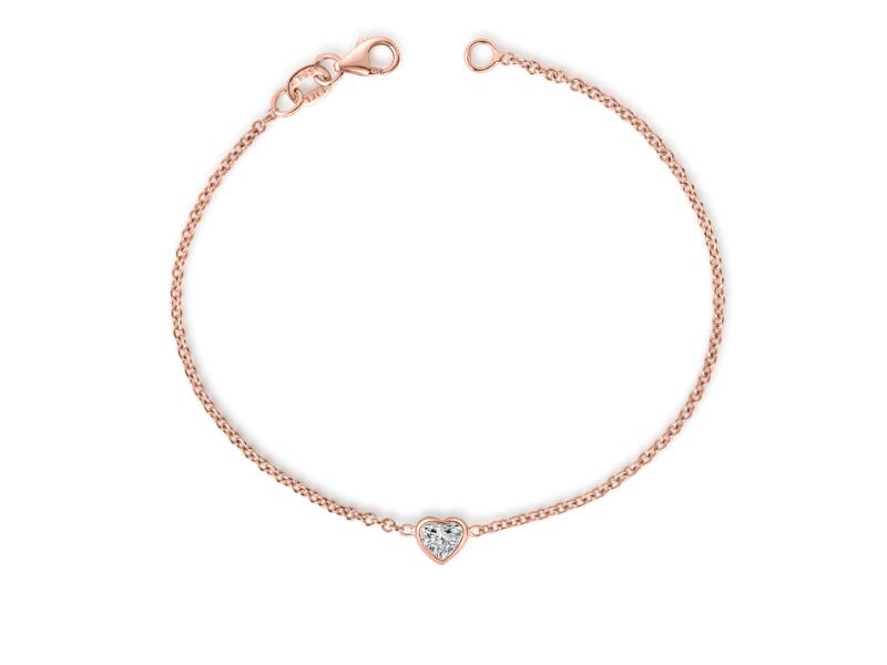 14K GOLD HEART DIAMOND CHAIN BRACELET