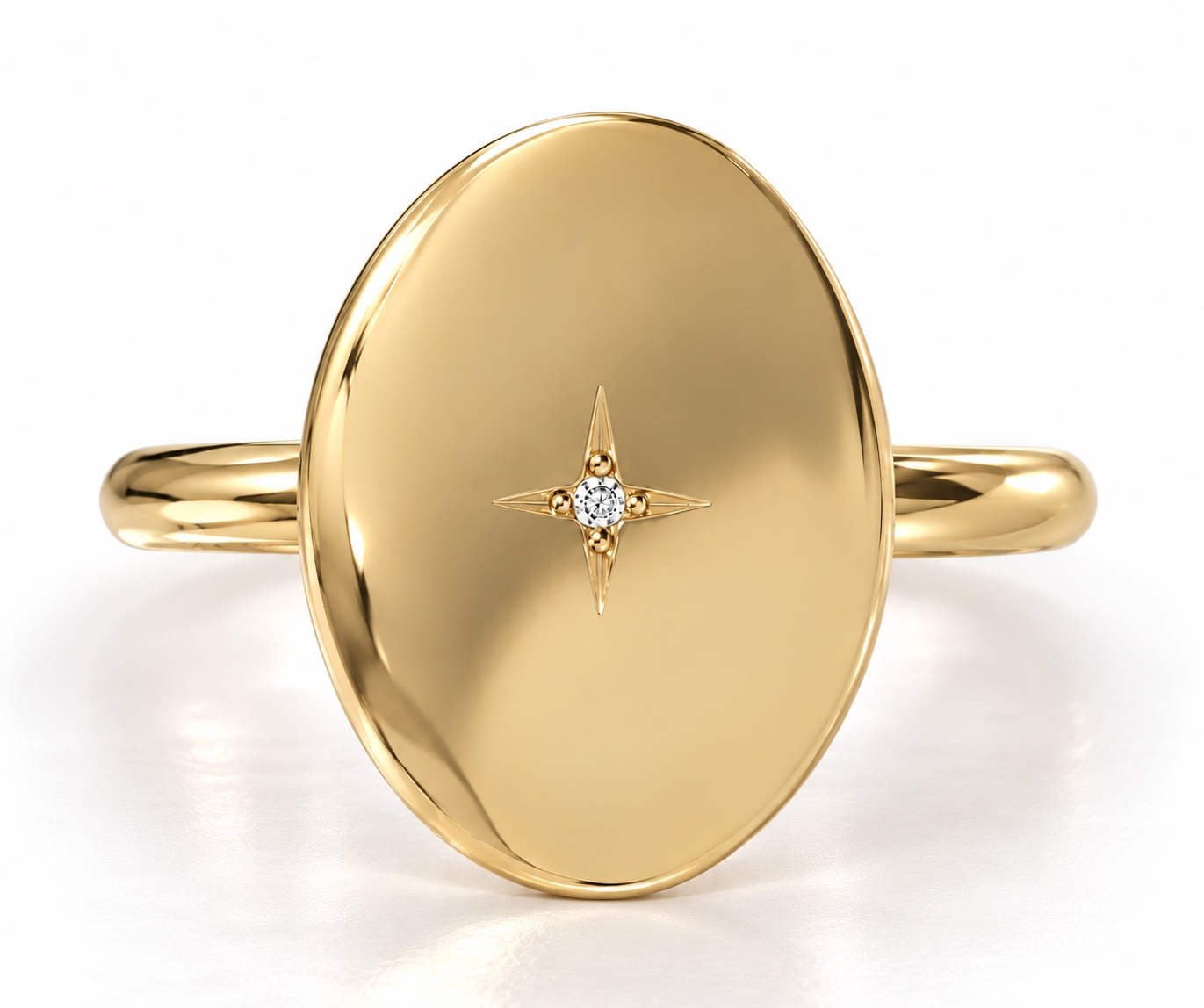 14K Gold Chubby Oval Heirloom Ring