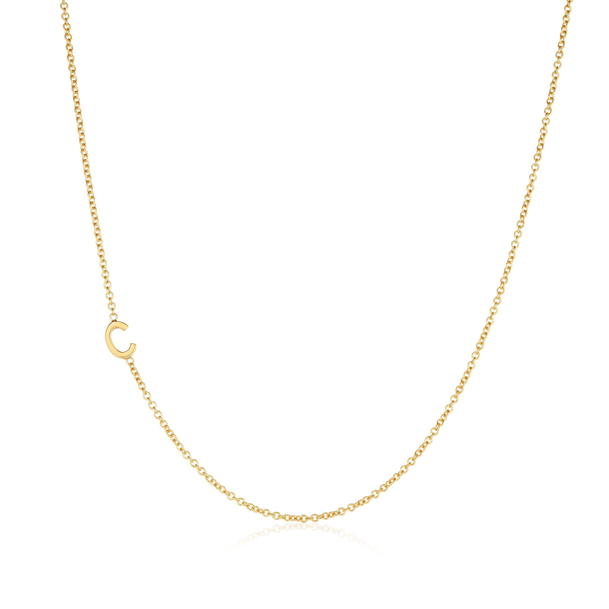 14K GOLD SIMPLE INITIAL CHAIN NECKLACE