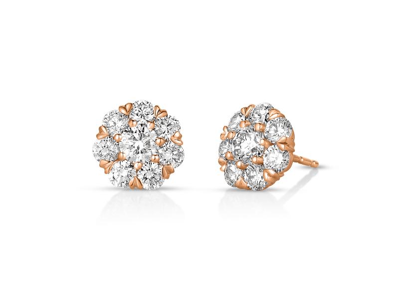 14K GOLD AND DIAMOND FLORAL CLUSTER STUDS