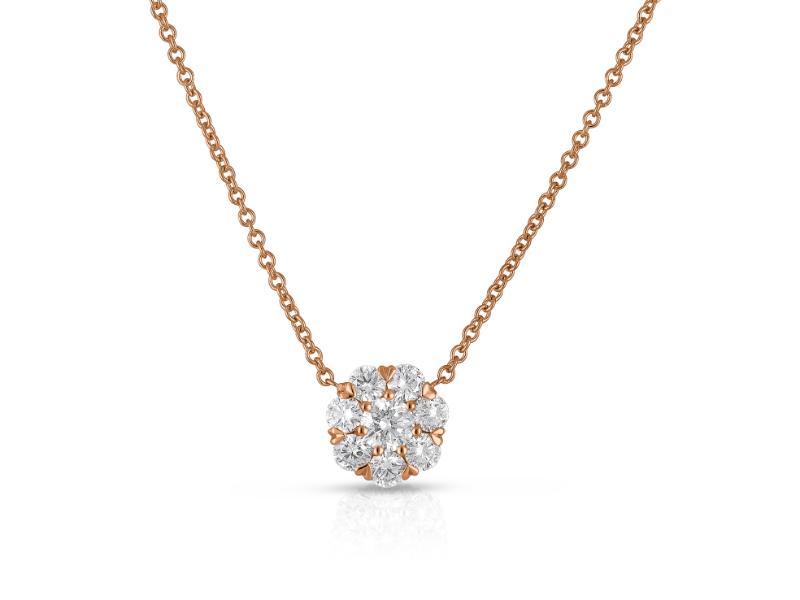 14K GOLD AND DIAMOND FLORAL CLUSTER NECKLACE