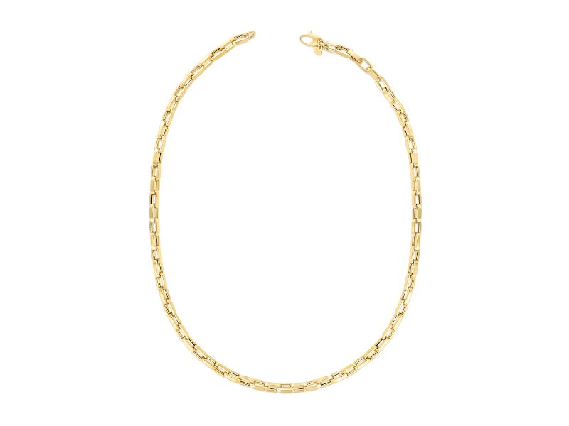 14K YELLOW GOLD RECTANGLE LINK CHAIN NECKLACE